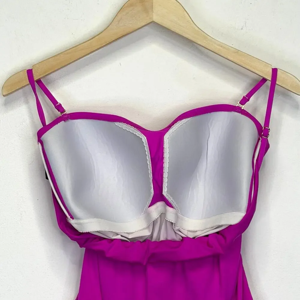 La Blanca Island Goddess Bandeau One Piece Swimsuit Orchid Pink Womens 16 Belted